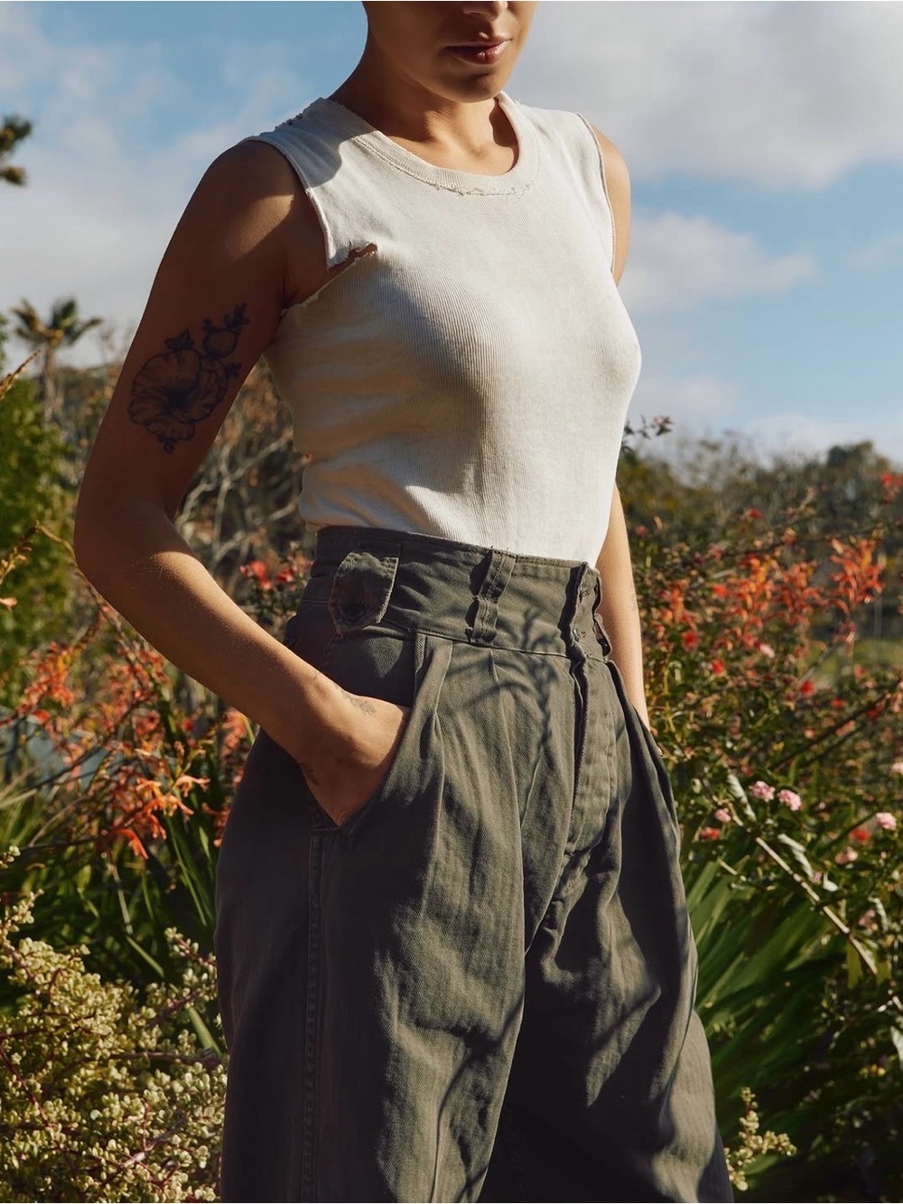 imogene + willie Olive Green High-Waist Wide Leg Pants